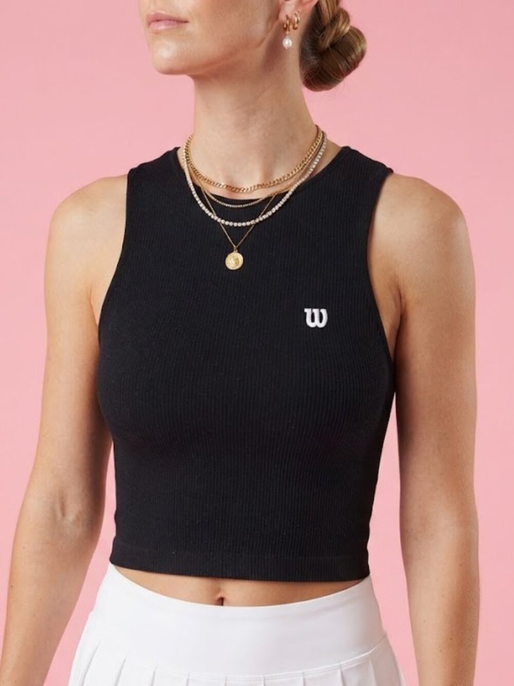 Wilson Black Ribbed Crop Tank Top